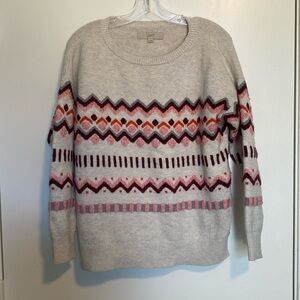 LOFT Light Tan Fair Isle Sweater